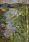 Helmer Osslund Norrlandskt landskap med fors oil painting artist